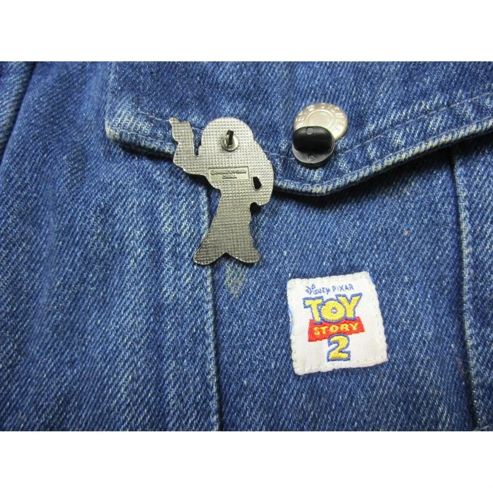 Vintage‎ Disney Store Toy Story Jean Jacket Kids (L) Embroidered Movie w/Pinback